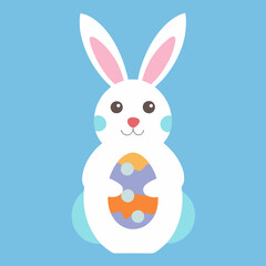 Happy Easter Bunny with Pastel Decorated Egg - Spring cute card sweet image march