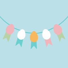Pastel Easter Egg Garland, Festive Spring Decoration eggs cute card happy bunny 