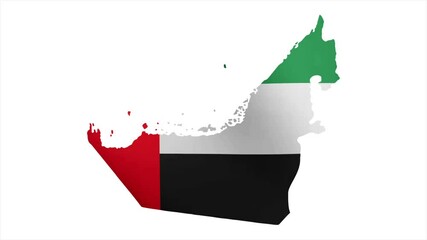 The Flag of UAE Waves Within Its Map with Beautiful Animation