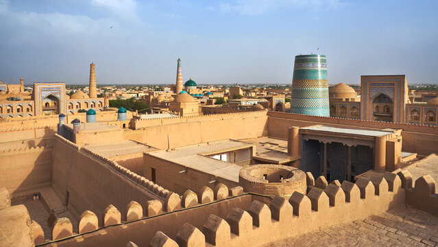 View at Ichan Kala inner town from Konya Ark citadel