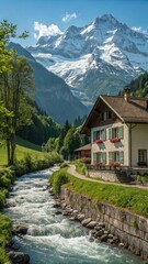 Fototapeta premium mountain village in the alps