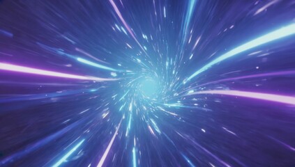 Fototapeta premium Hypersonic travel, cosmic tunnel, nebula background, futuristic journey