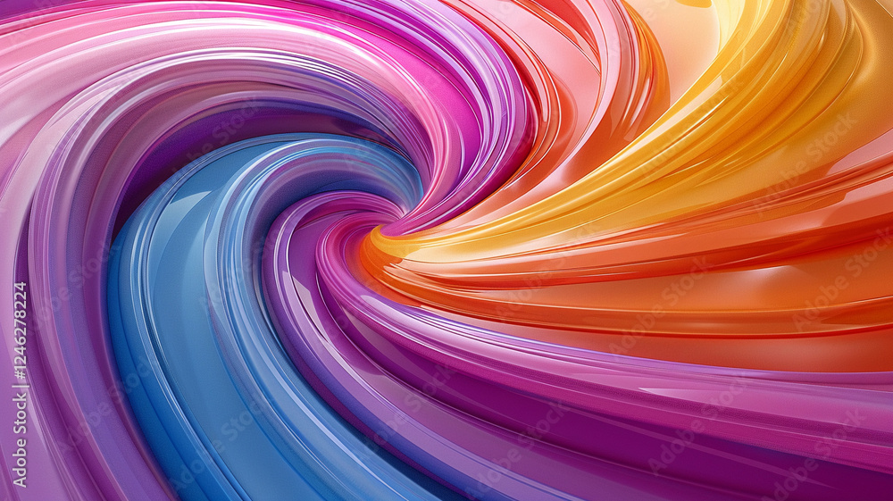 Poster Whimsical swirls of color animate canvas, their fluid motion capturing dynamic essence of creativity unleashed, celebration of artistic expression in vivid acrylics