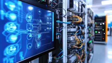Fototapeta premium Data Center Server Room Monitoring System
