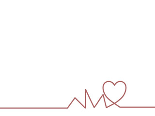 Red Heart on White Background with Medical Symbols and ECG Line