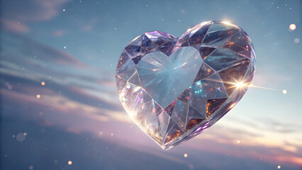 Fototapeta premium A 3D-rendered floating crystal heart
