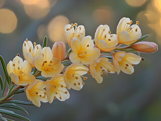 Delicate Yellow Flowers of a Tea Tree Plant in Soft Natural Light Showcasing Their Intricate Petals and Lively Stamens