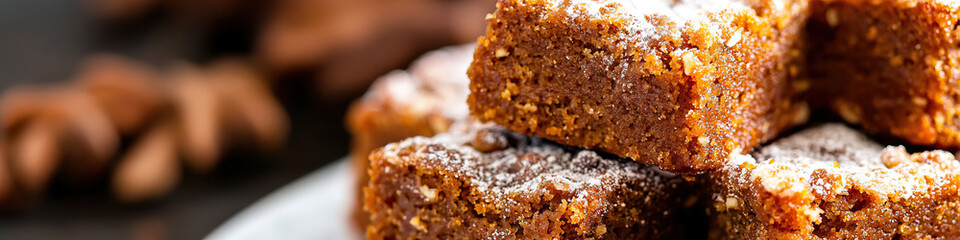 Fototapeta premium Powdered Sugar-Dusted Brown Baked Goods
