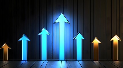 Sleek Glowing Blue Arrow Graph Rising Under Professional Guidance Symbolizing Business Development Growth and Reaching New Heights of Success