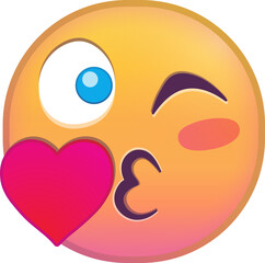 Kissing emoji with a heart and winking eye expression.