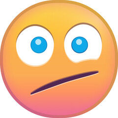 Colorful emoji with a confused and skeptical facial expression.