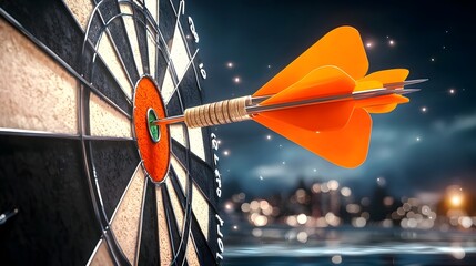 Strategically Piercing the Target for Business Growth and Success An Representation of Arrows Hitting the Bulls eye on a Dartboard Emphasizing Precision Focus and Achieving Objectives