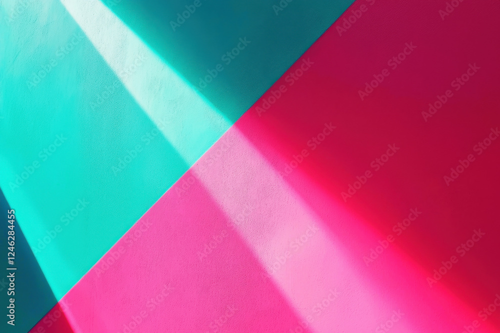 Poster gradient pattern transitions from bright pink to teal with high contrast and sharp details capturing