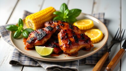 "Delicious Gourmet Meals: Grilled, Roasted, and Fried Meats with Fresh Vegetables"