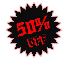 50% discount tag for certain items