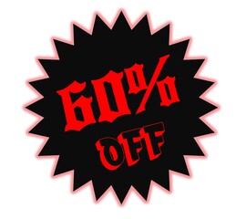 60% discount tag for certain items