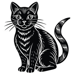 Happy Black Cat Silhouette, Perfect for Prints and Decor