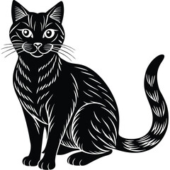 Happy Black Cat Silhouette, Perfect for Prints and Decor