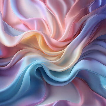 Subtle Soft Pastel Rainbow Random Color Mixed Colour Pleated Wrinkle Silk Fabric Cosmetics Cosmetic Products Makeup Fashion Texture 3D Background Screen