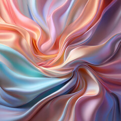 Obraz premium Subtle Soft Pastel Rainbow Random Color Mixed Colour Pleated Wrinkle Silk Fabric Cosmetics Cosmetic Products Makeup Fashion Texture 3D Background Screen