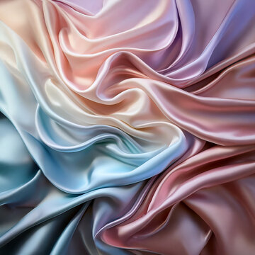 Subtle Soft Pastel Rainbow Random Color Mixed Colour Pleated Wrinkle Silk Fabric Cosmetics Cosmetic Products Makeup Fashion Texture 3D Background Screen