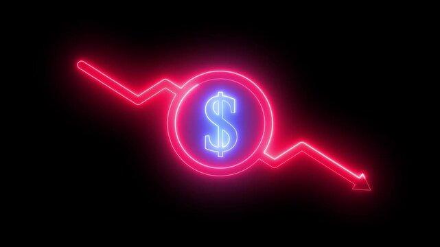 Arrow downward animated icon. Dollar down concept .