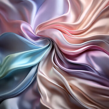 Subtle Soft Pastel Rainbow Random Color Mixed Colour Pleated Wrinkle Silk Fabric Cosmetics Cosmetic Products Makeup Fashion Texture 3D Background Screen