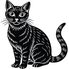 Happy Black Cat Silhouette, Perfect for Prints and Decor