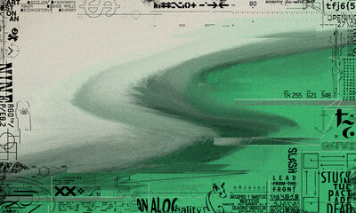 Abstract color digital art background and graffiti elements. digital artwork