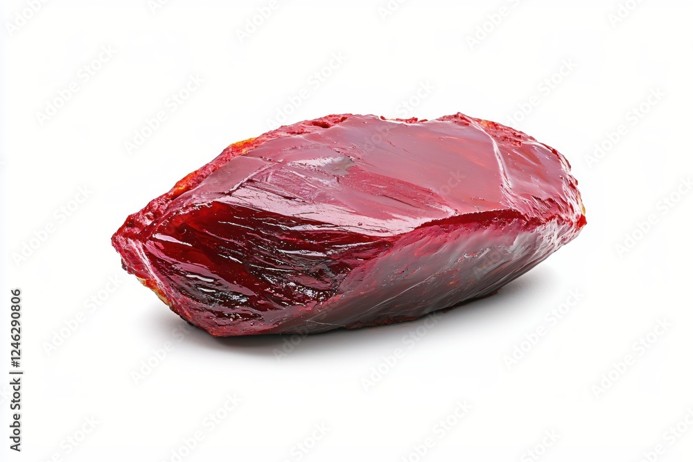 Leinwandbilder translucent red resin piece on white background with a glossy surface and unique texture