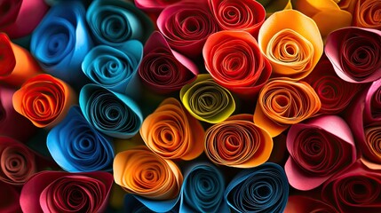 Abstract colorful curled paper art with a vibrant and modern design element