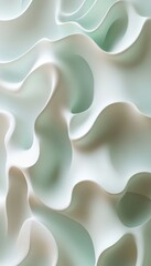 Fototapeta premium Seamless Light Mint to Gentle Seafoam Gradient, 3D, Delicate Wave Texture. Abstract Background.