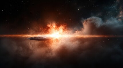 This stunning image showcases a vibrant cosmic explosion amidst a backdrop of deep space, highlighting the beauty and chaos of celestial phenomena in the universe.