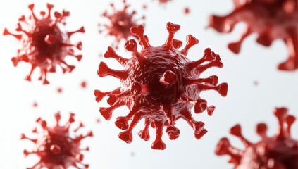 Microscopic Virus Particle 3D Render, White Background, Medical Illustration