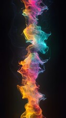 Fototapeta premium 3d digital art, black background, colorful smoke swirls 