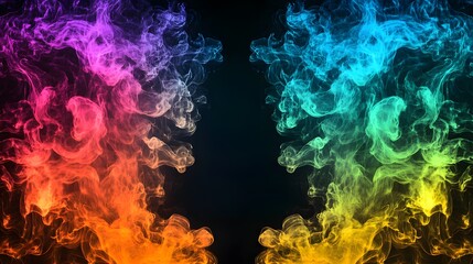 Obraz premium 3d digital art, black background, colorful smoke swirls 
