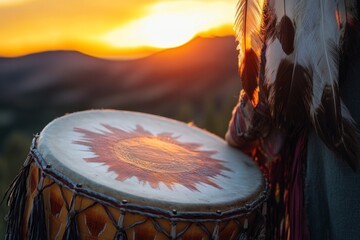 Sunset Shaman Drumming Mountaintop Ritual
