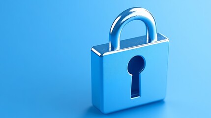 Blue Lock with Keyhole on Bright Background Representing Security and Protection Concepts with Modern Design