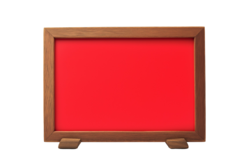 red sign on wooden frame board isolated on transparent background Remove png, Clipping Path, pen tool