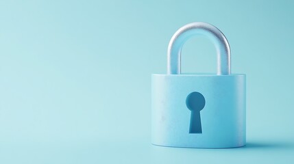 Blue Padlock on a Soft Blue Background Symbolizing Security and Protection in Digital or Physical Spaces