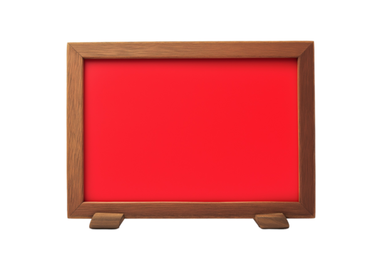 red sign on wooden frame board isolated on transparent background Remove png, Clipping Path, pen tool