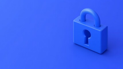 Blue padlock on vibrant blue background representing security and protection concept in digital world