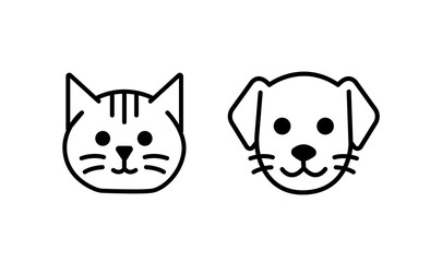 Cat and dog head linear icon, logo, vector.