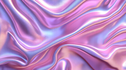 Obraz premium Shiny iridescent wavy texture in purple, pink, and gold tones.
