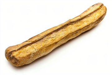 Freshly Baked Rustic Bread Loaf on White Background Aromatic Crusty Baguette for Gourmet