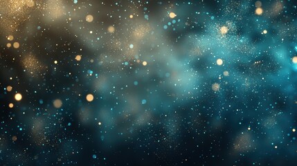 Fototapeta premium Radiant orbs and shimmering specks in a dark ethereal space