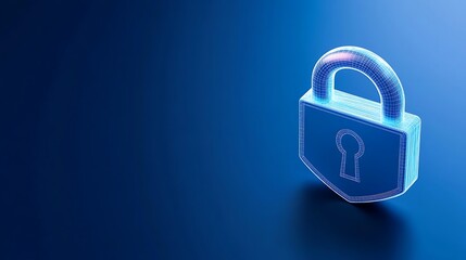 Fototapeta premium Digital concept of secure padlock on blue background representing data protection and cybersecurity in technology