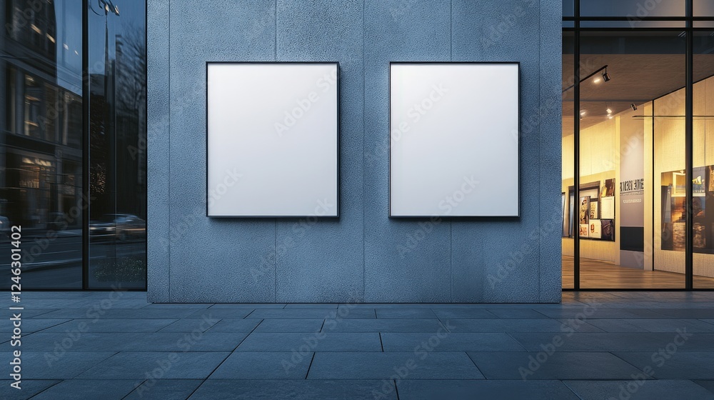 Aufkleber two empty mockup frames on a stylish urban wall ready for advertisement or artistic display in a mod