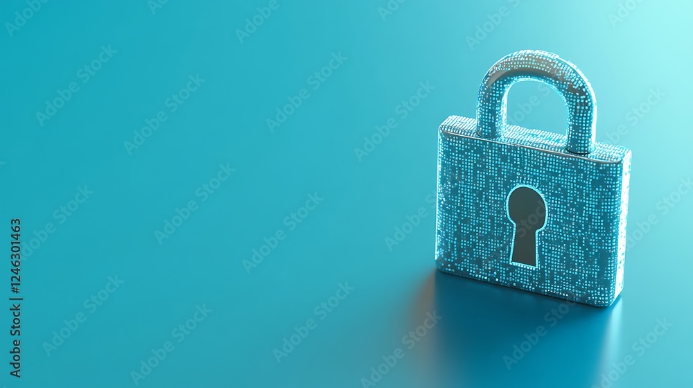 Poster digital lock concept representing security and protection in a modern tech environment