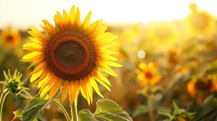 A sunflower field under a bright sky, symbolizing happiness and growth in life.